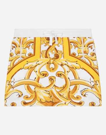 Dolce & Gabbana Jersey skirt with yellow majolica print Print L53DW3FI5JY