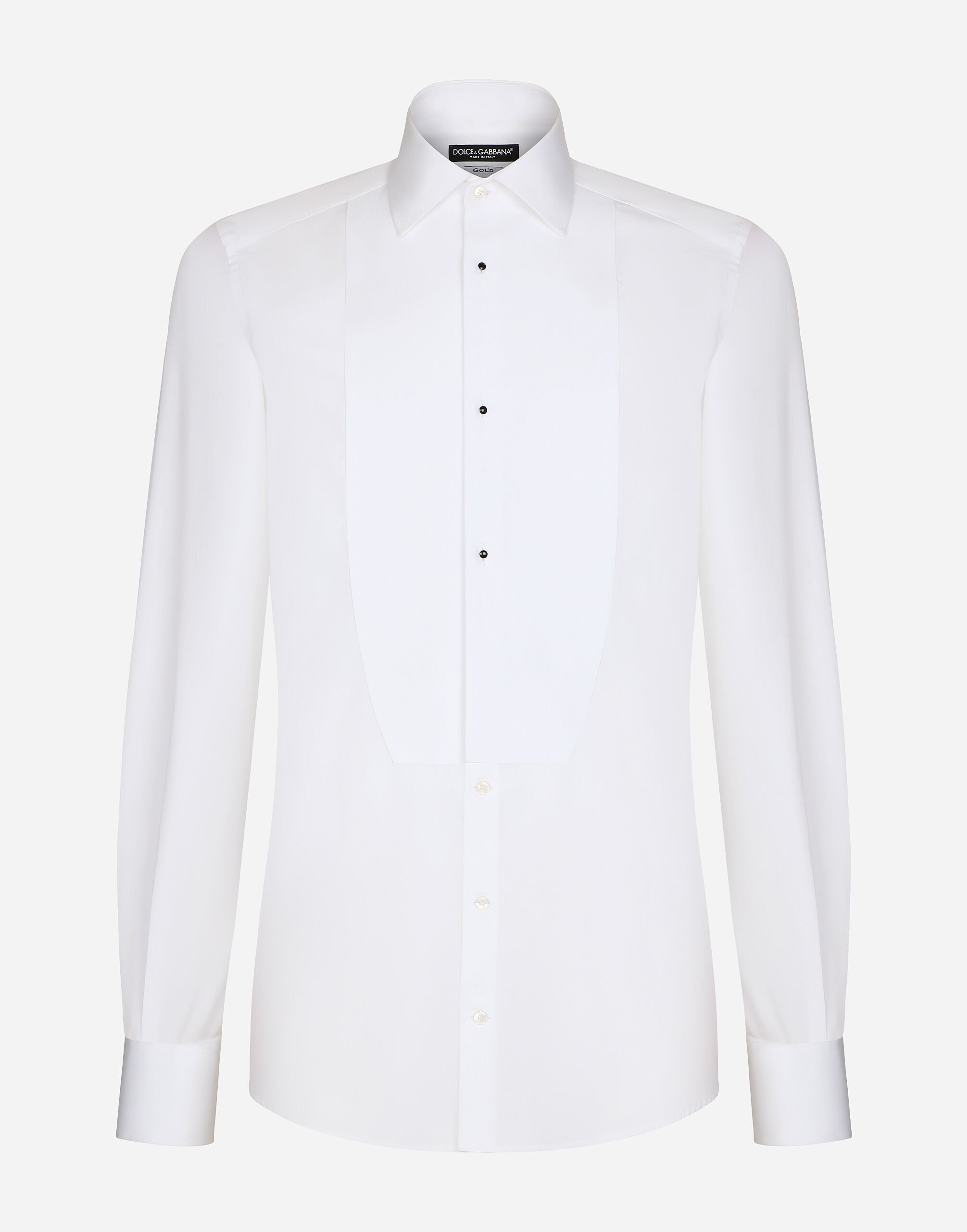 Dolce & Gabbana Camisa de esmoquin fit gold de popelina de algodón Blanc G5EJ0TGG826