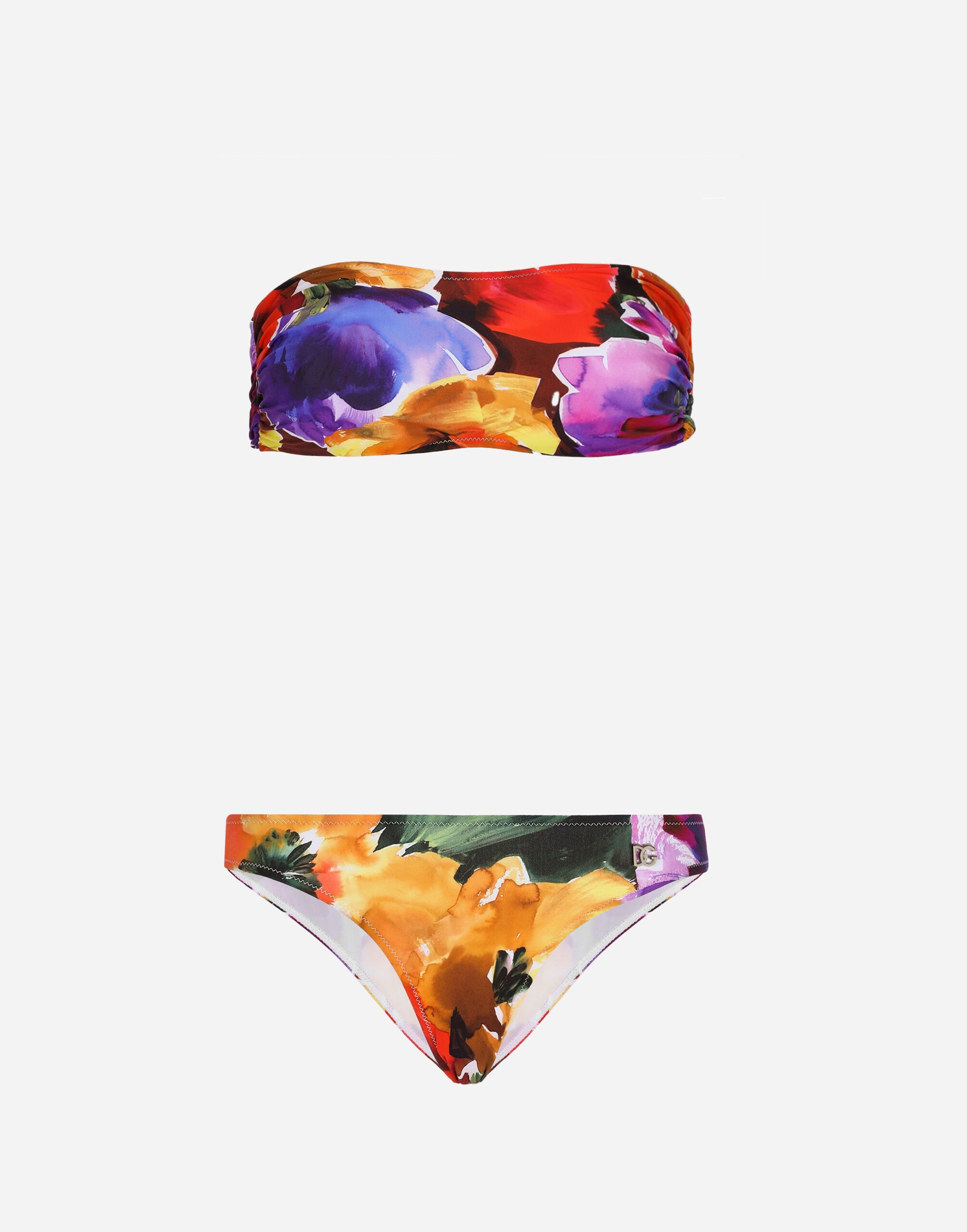 ${brand} Bandeau bikini with abstract flower print ${colorDescription} ${masterID}