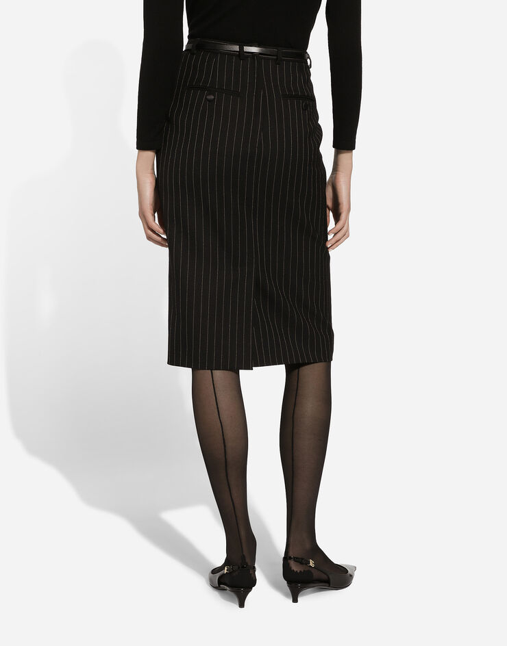 Dolce & Gabbana Pinstripe wool calf-length skirt Multicolor F4CXUTFR21X