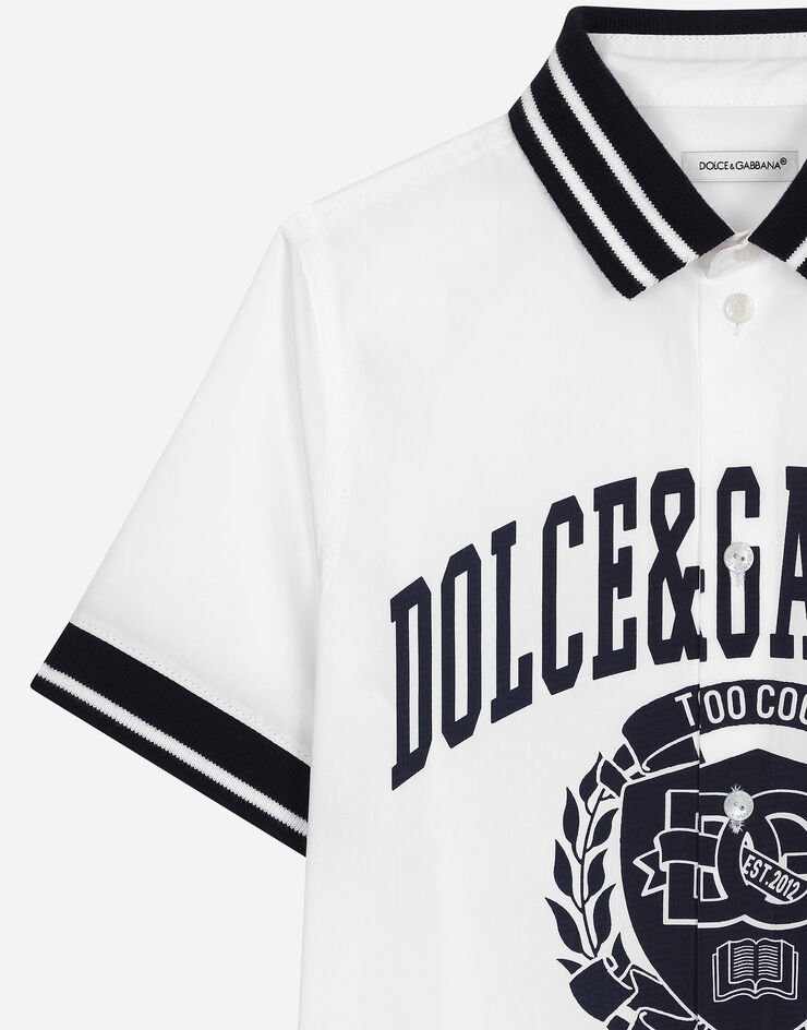 Dolce & Gabbana Polo tipo camisa de popelina con logotipo Dolce&Gabbana Blanco L43S57G7NML