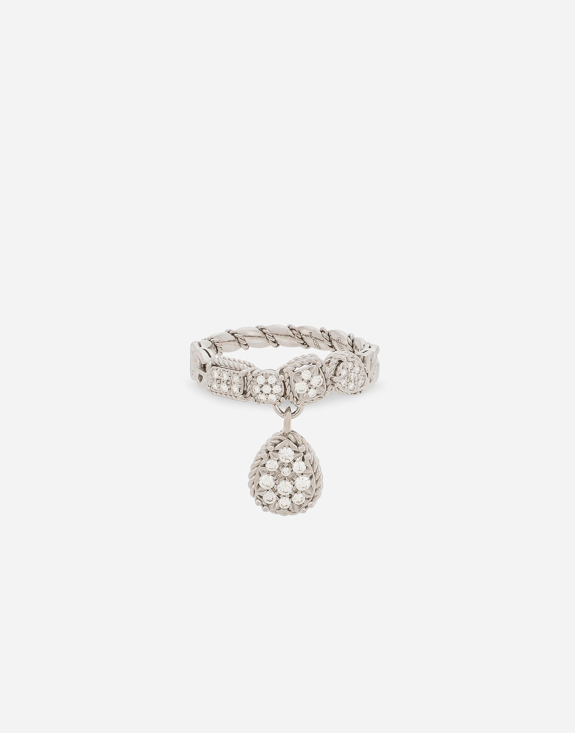 Dolce & Gabbana Bague Easy Diamond en or blanc 18 ct avec pavé de diamants Doré WRQA1GWQC01