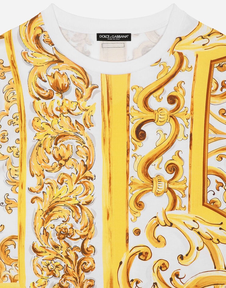 Dolce & Gabbana 마욜리카 프린트 코튼 저지 티셔츠 인쇄 F8U74TII7EP
