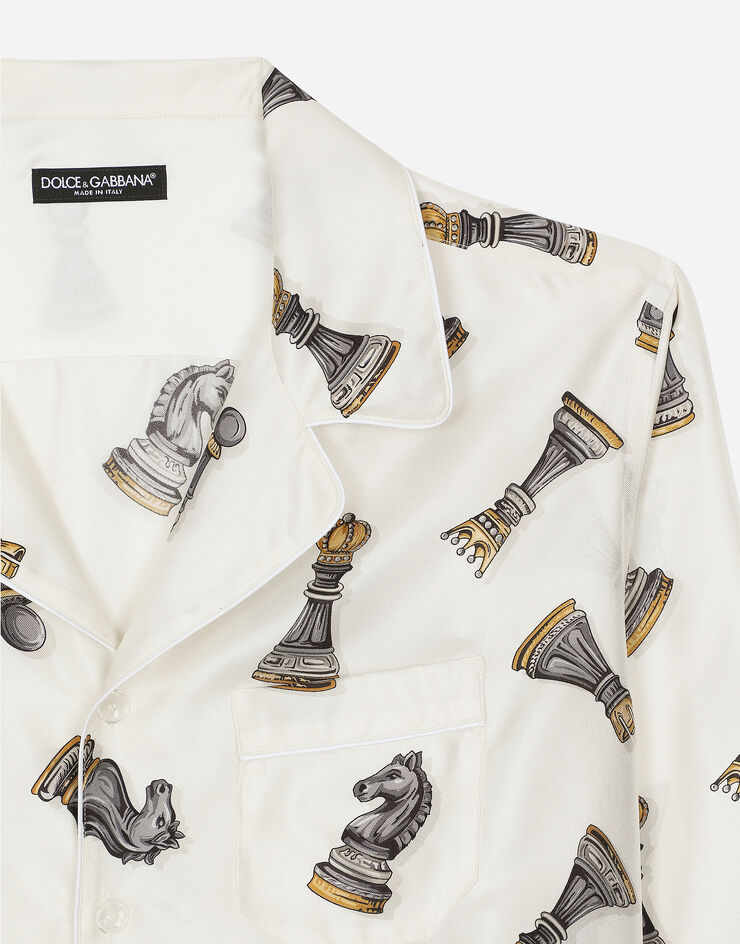 Dolce & Gabbana Silk twill shirt with chess-piece print Print G5IF1TIS1VA