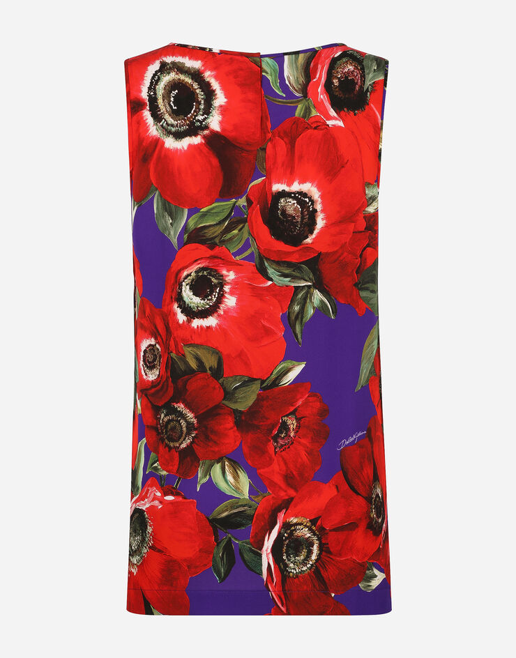 Dolce & Gabbana Charmeuse tank top with anemone print Estampado F779CTFSA55
