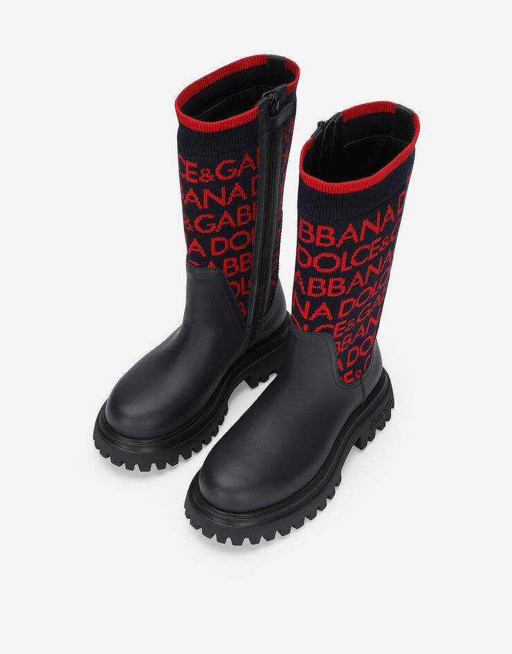 Dolce & Gabbana Knit boots with Dolce&Gabbana logo Multicolor D11255AQ590