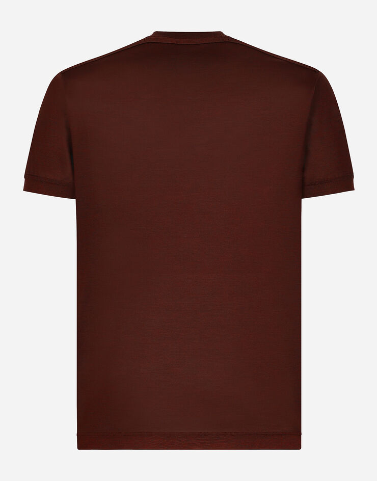 Dolce & Gabbana T-shirt ras de cou en soie Rouge G8SA9ZFU75F