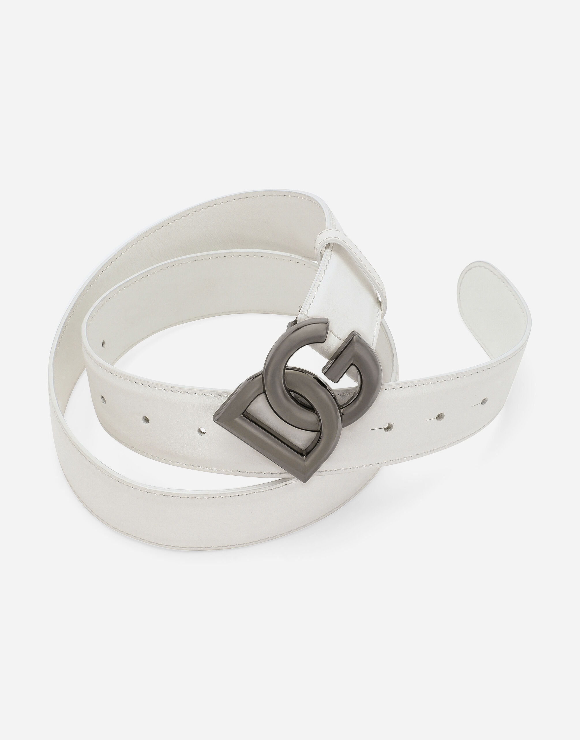 Belt with DG logo buckle in White for | Dolce&Gabbana® US