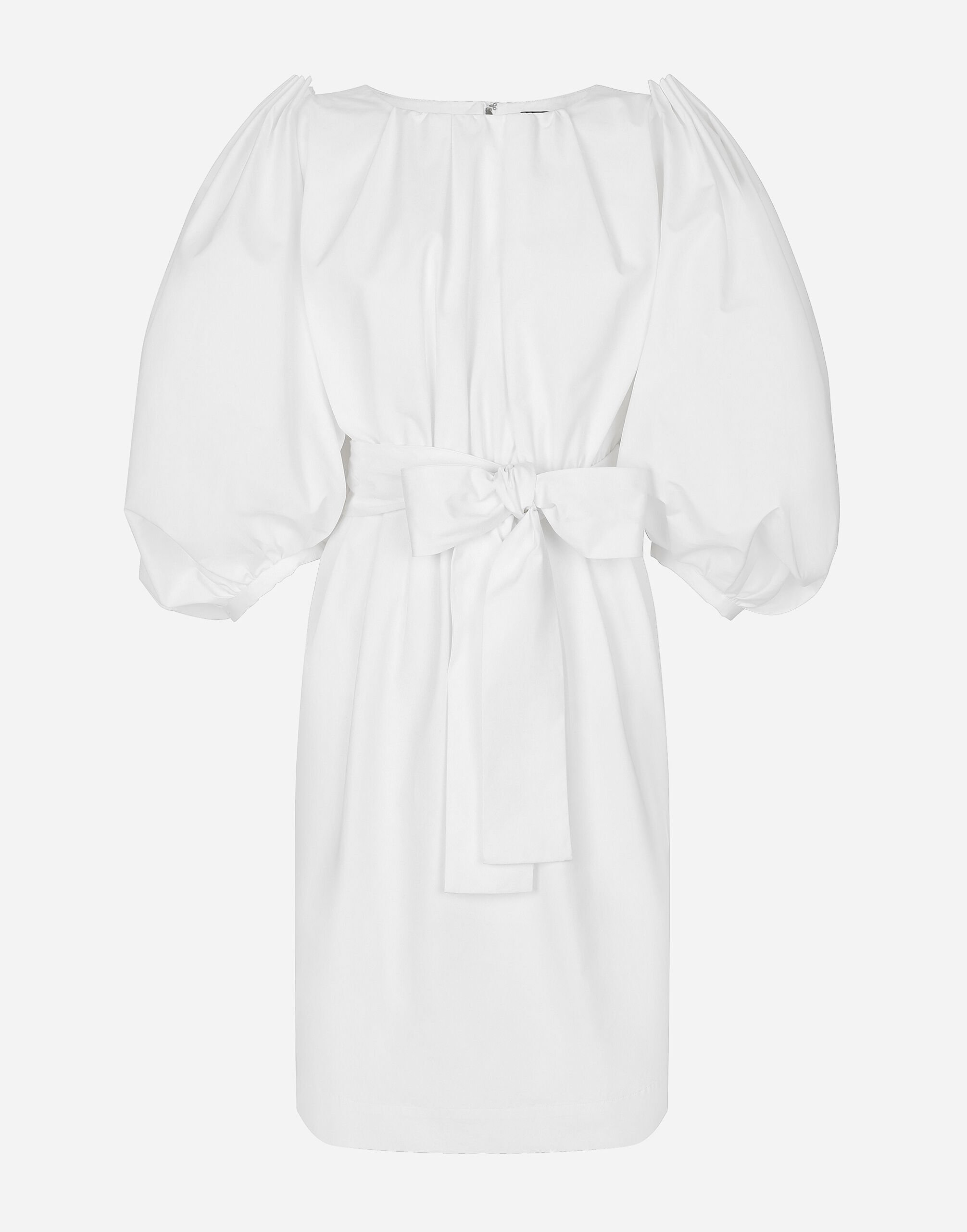 Dolce & Gabbana Cotton midi dress with puff sleeves White F6JIHZGDCJR