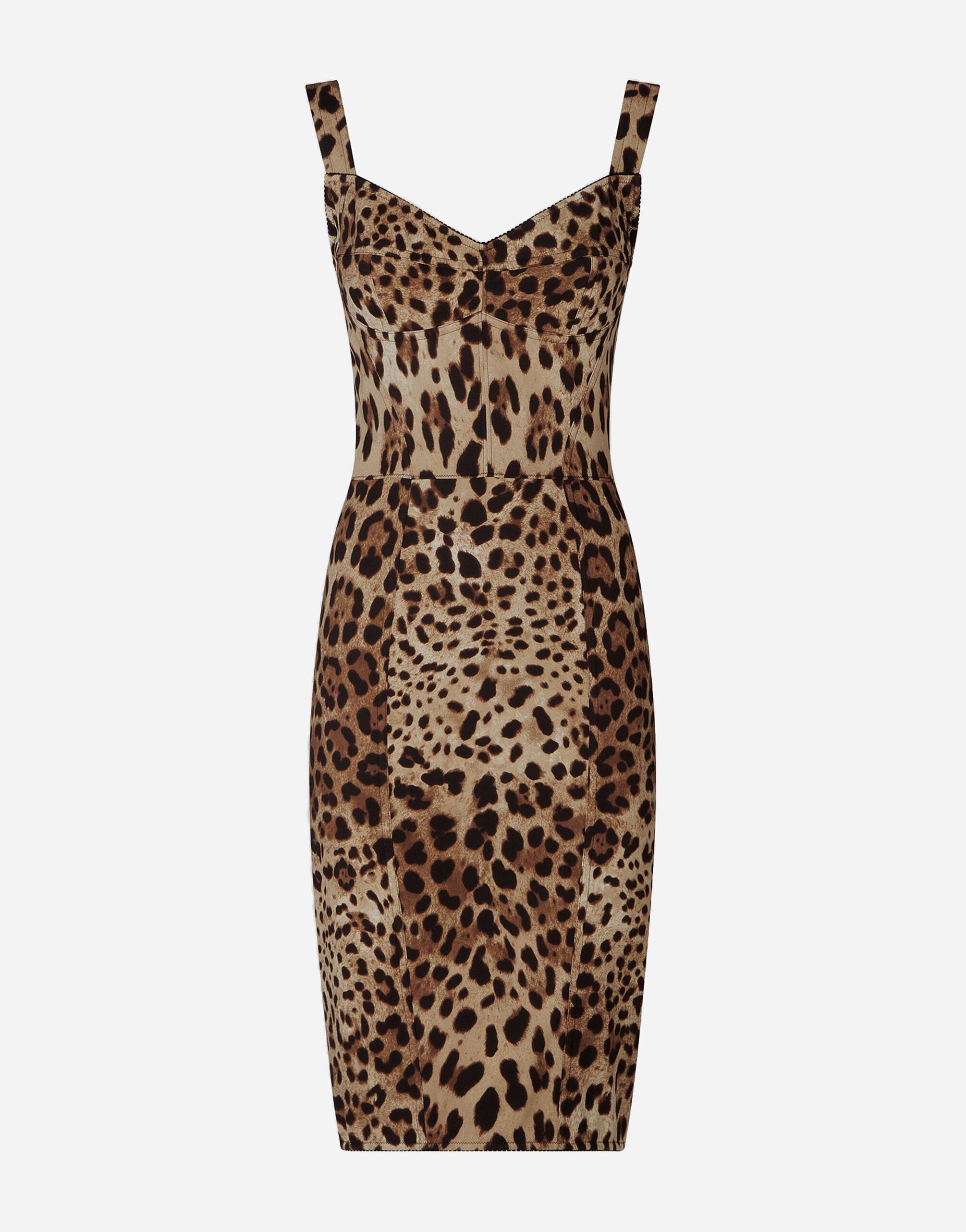 ${brand} Leopard-print cady corset-style midi dress ${colorDescription} ${masterID}