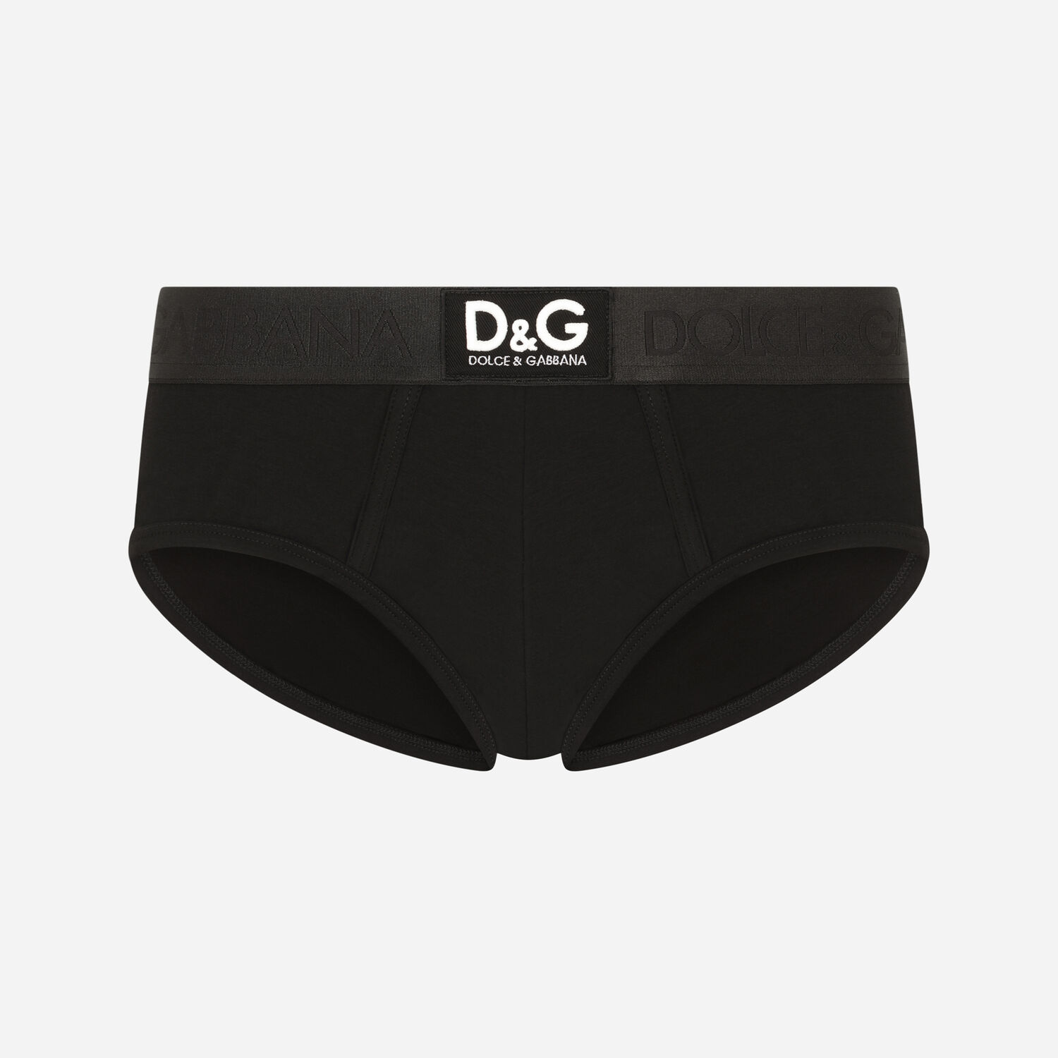 Two-way stretch cotton Brando briefs with DG patch in Black for Men