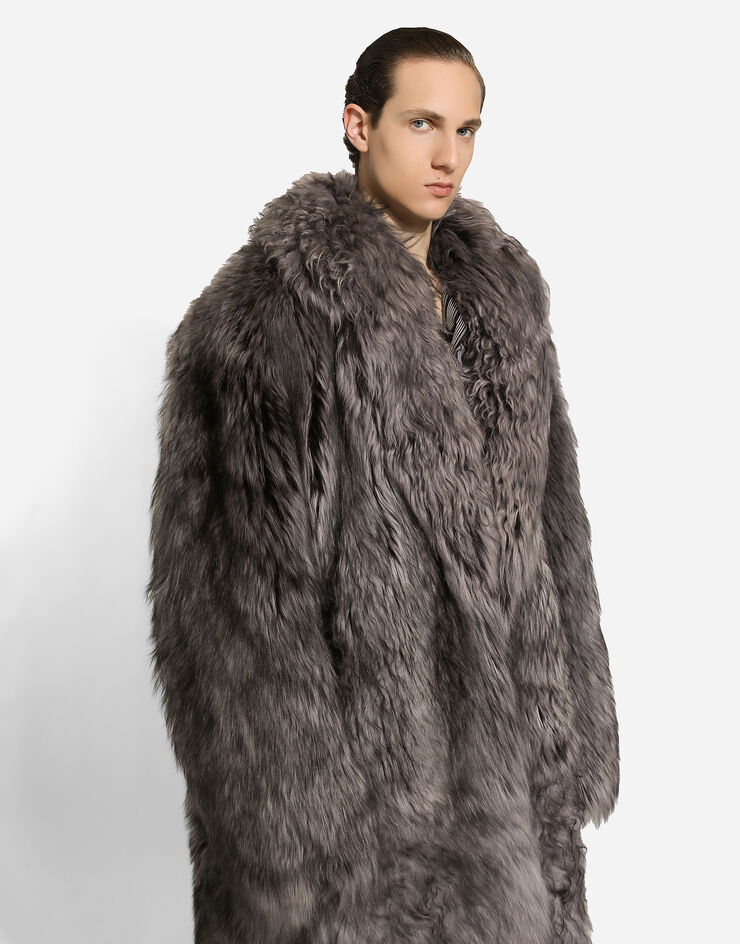 Dolce & Gabbana Long-haired shearling coat Grey G049VLFUP88