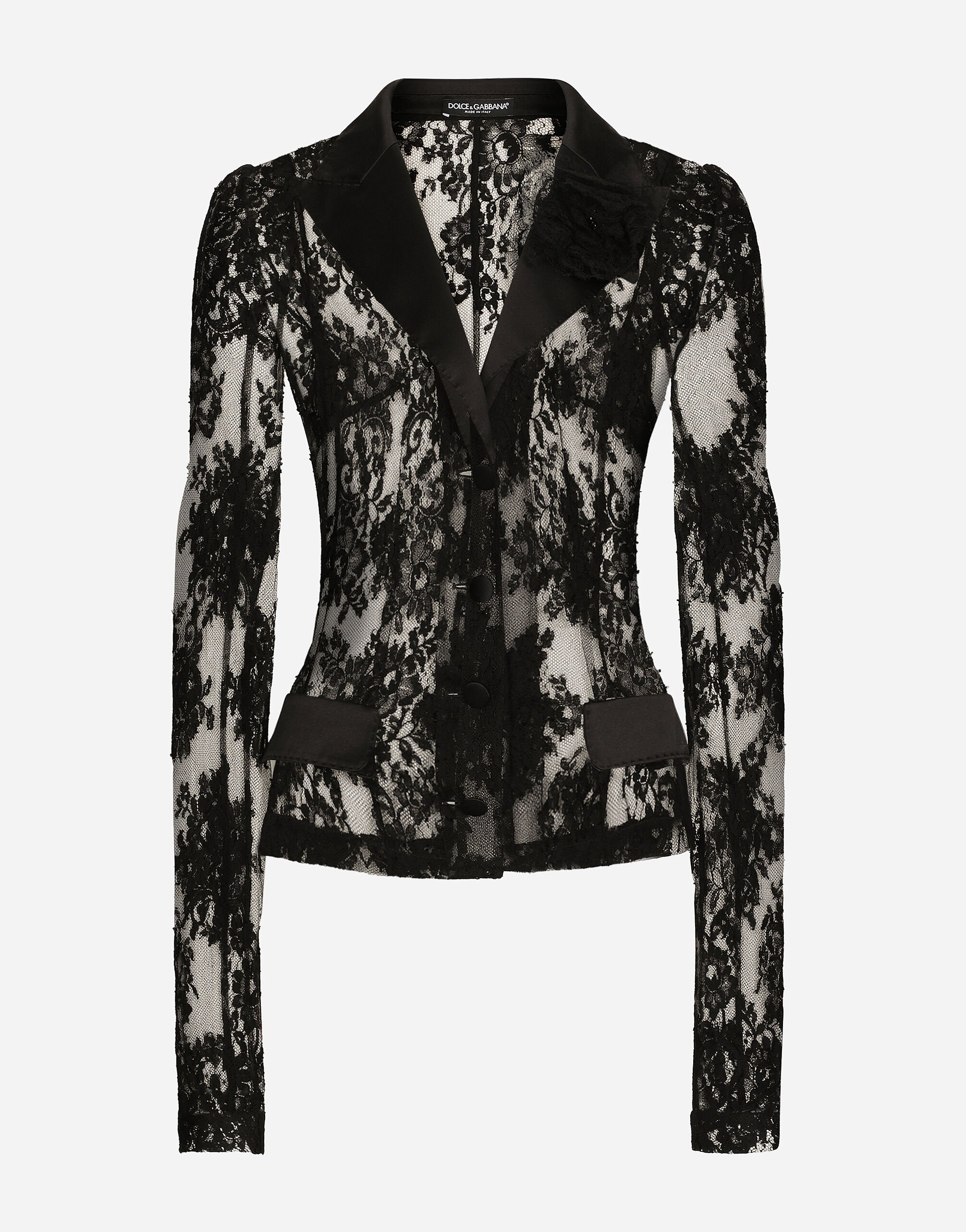 Dolce & Gabbana Floral lace jacket with satin details Print FN093RGDAWW