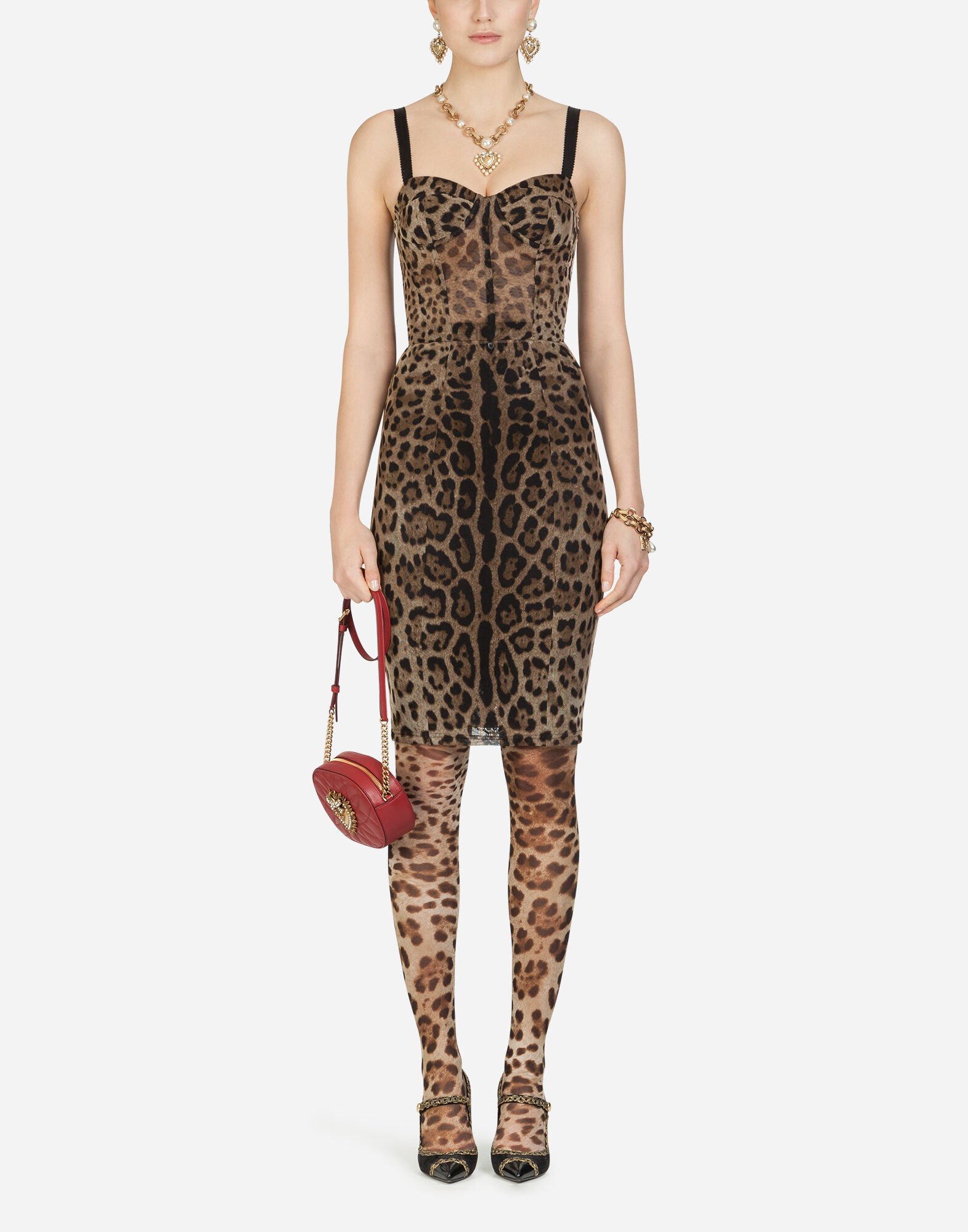 ${brand} Vestido con corpiño de tul y estampado de leopardo ${colorDescription} ${masterID}