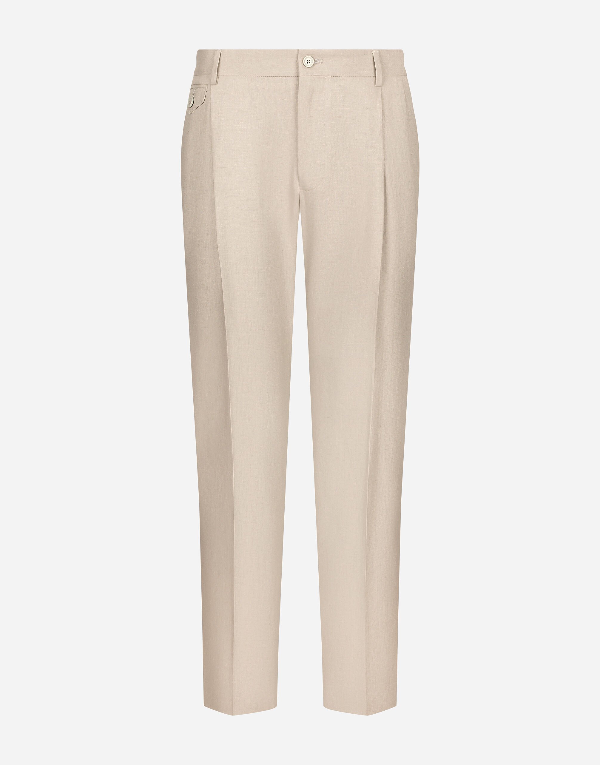 Dolce & Gabbana Pantalone in lino con vita elastica Beige VG446EVP473