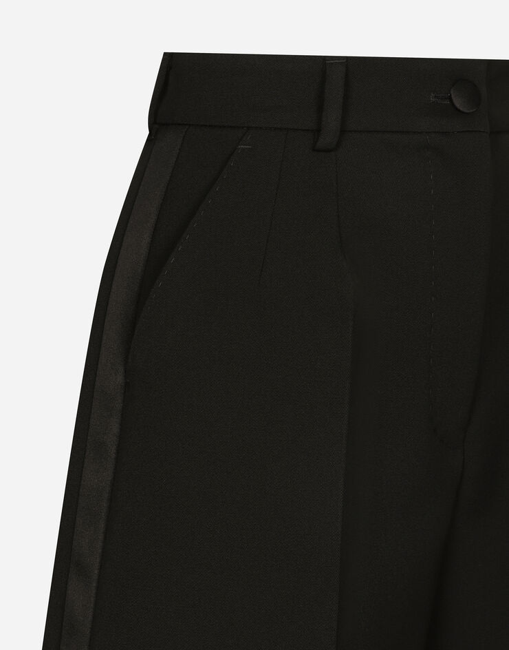 Dolce & Gabbana Wool gabardine tuxedo shorts Black FTC78TFU21E