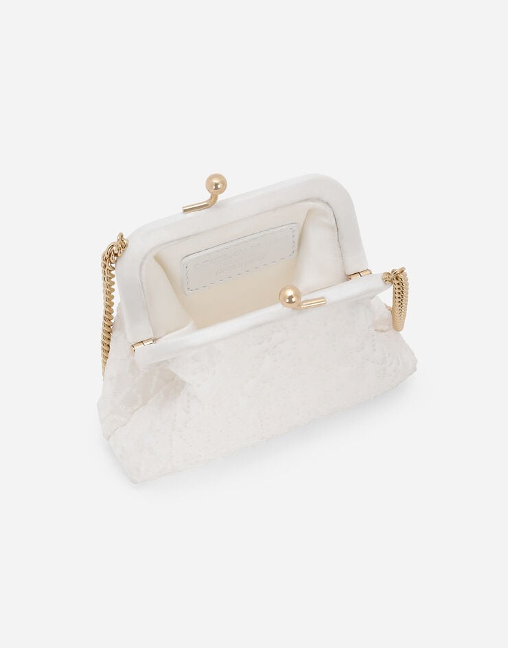 Dolce & Gabbana Mesh crossbody bag with embroidered Dolce&Gabbana logo White EB0007AU135