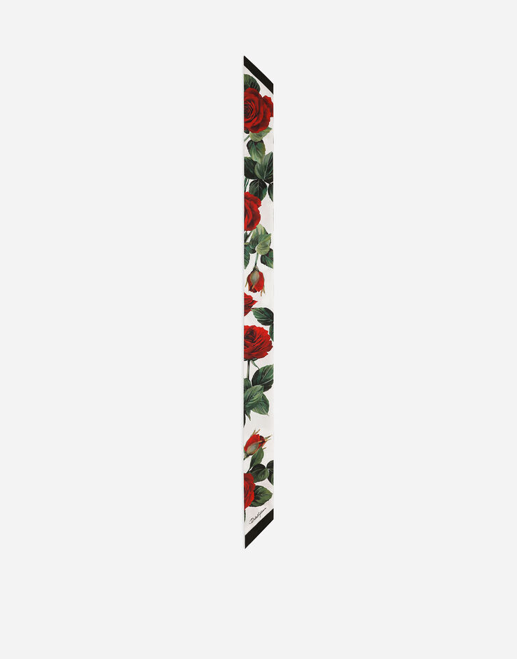 Dolce & Gabbana Jacquard twill headscarf with DG log and rose print (6x100) Print FS215AGDCQP