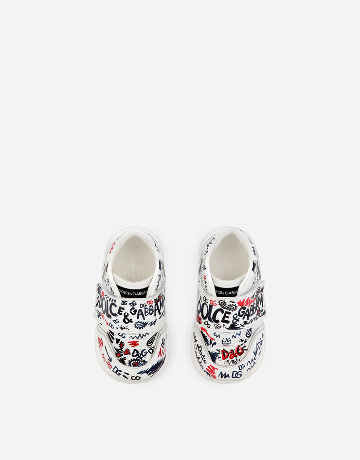 Dolce & Gabbana Calfskin low-top sneakers with graffiti print Multicolor DN0145AI668