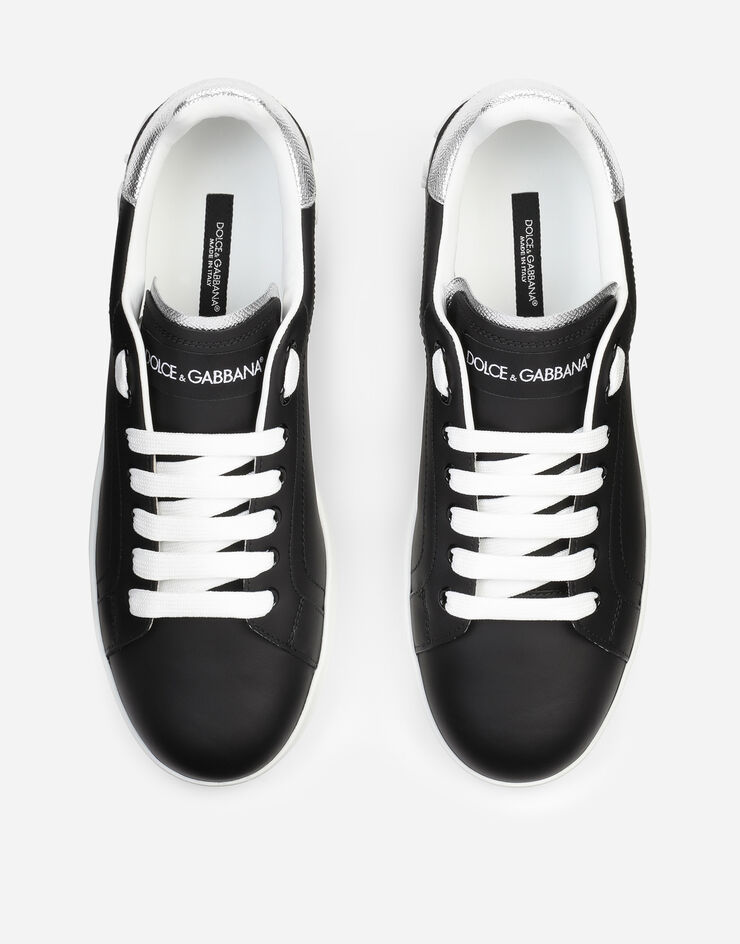 Calfskin nappa Portofino sneakers in Black/Silver for Women | Dolce ...