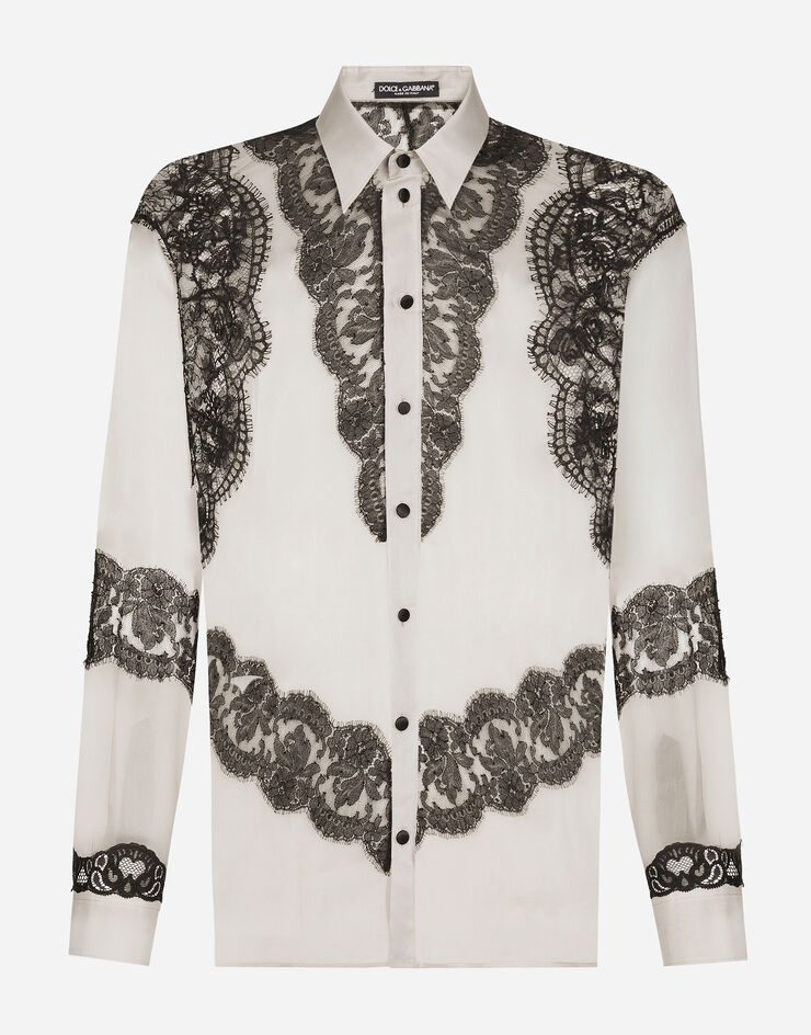 Dolce & Gabbana Camisa de seda con bordados Multicolor G5MK6TGI581