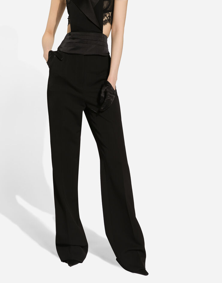 Dolce & Gabbana Pantaloni tuxedo in gabardina di lana Nero FTC8ZTFU21E