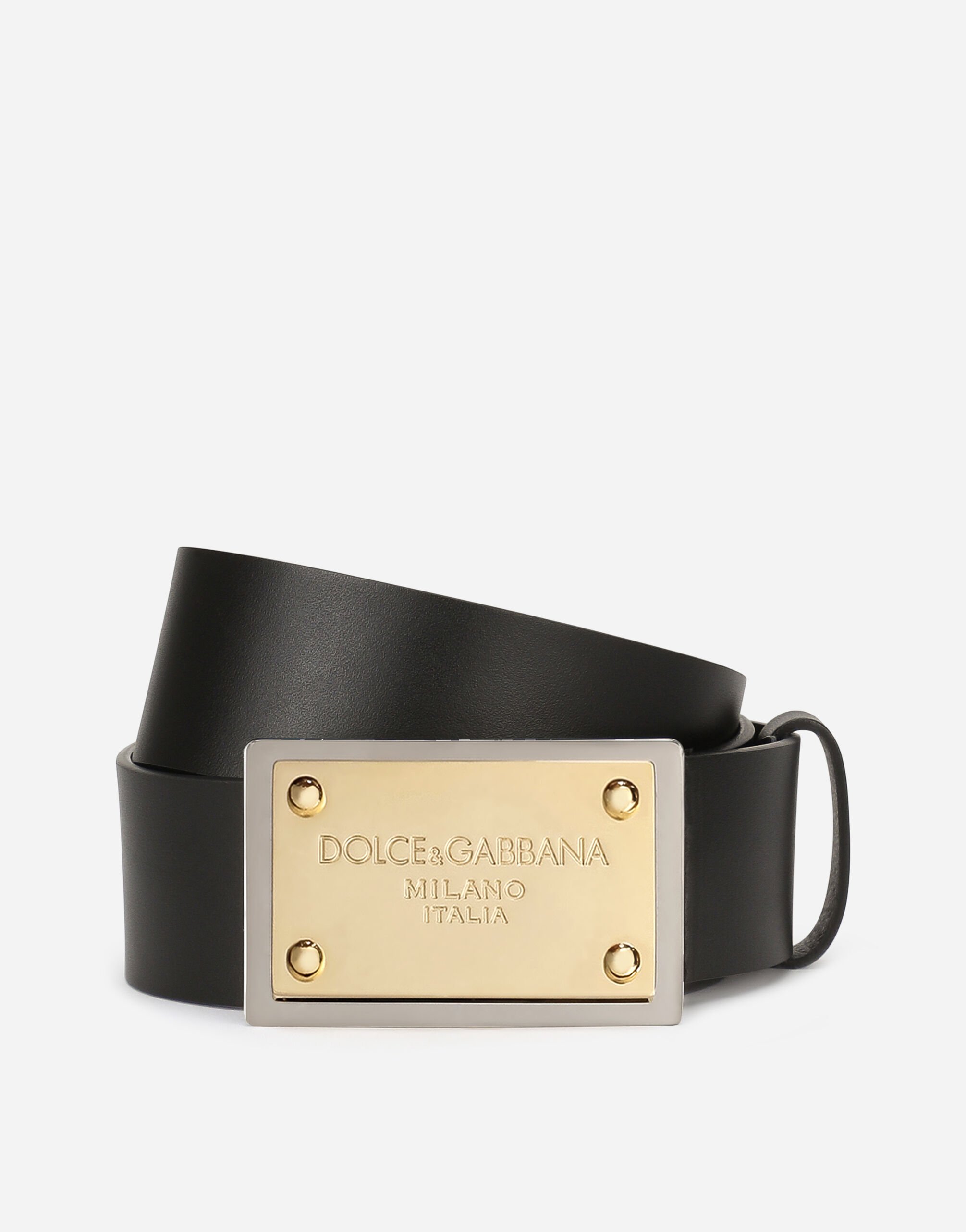 Dolce & Gabbana Ceinture en cuir lux avec boucle à logo Doré WBN5L3W1111