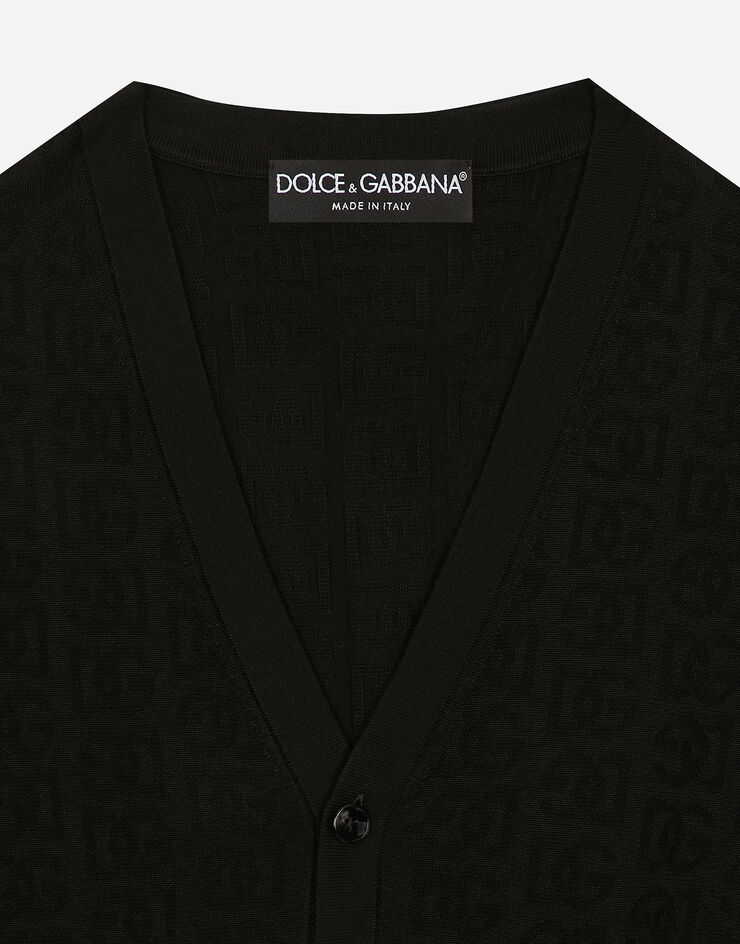 Dolce & Gabbana Silk cardigan with DG logo Black GXV01TJBSKE