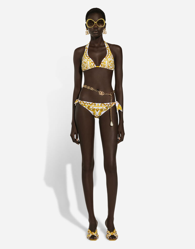 Dolce & Gabbana Bikini triangolo imbottito stampa maiolica Stampa O8A54JONO19