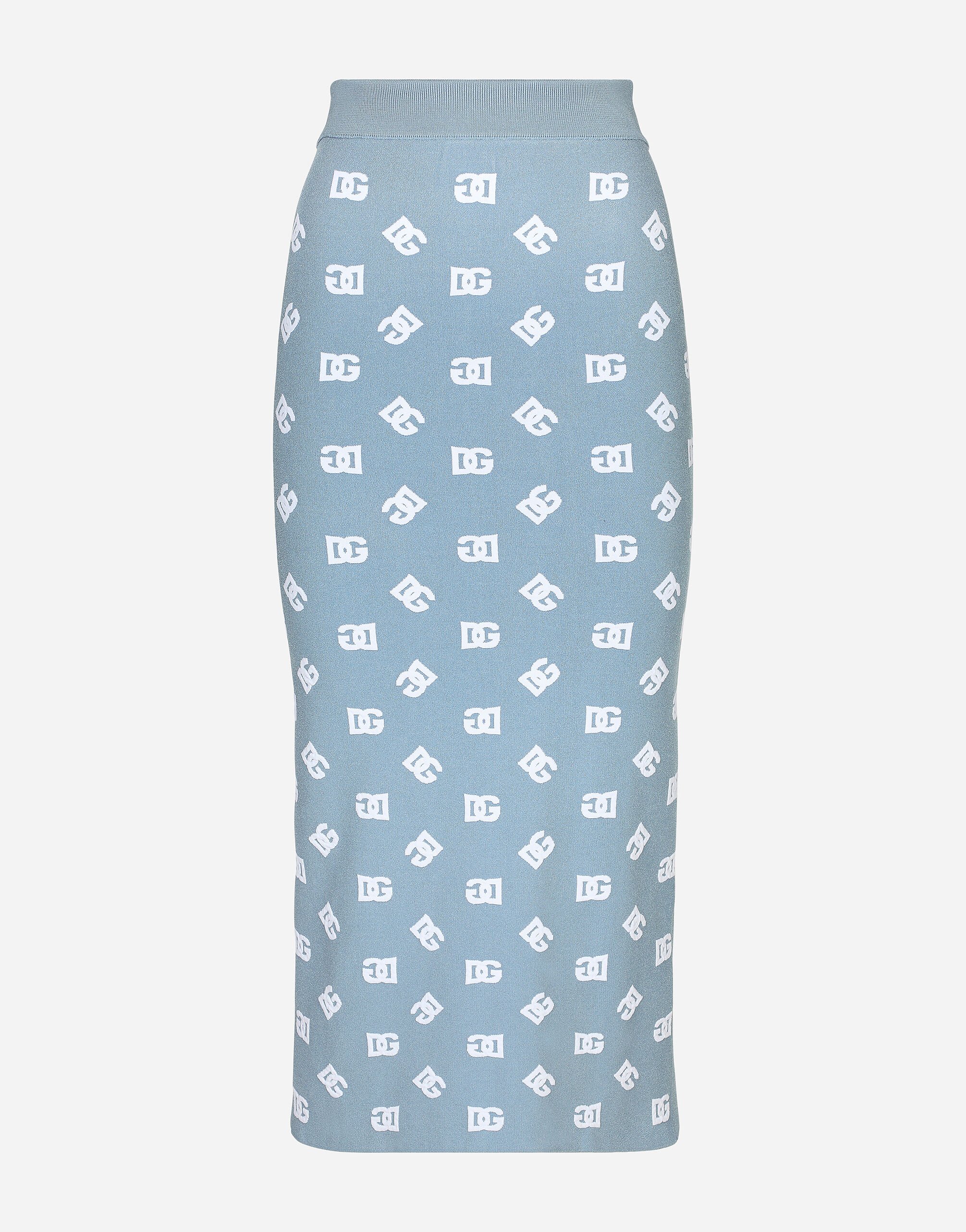 ${brand} Jupe fourreau en viscose avec logo DG en jacquard ${colorDescription} ${masterID}