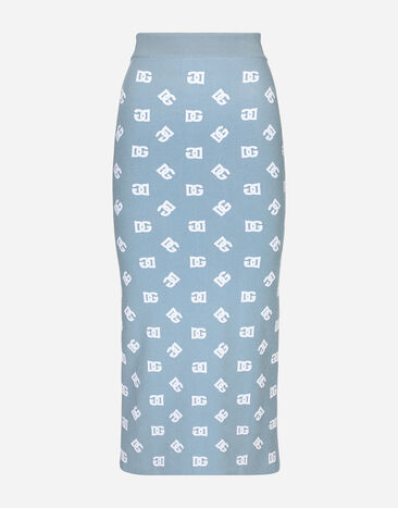 ${brand} Viscose pencil skirt with jacquard DG logo ${colorDescription} ${masterID}