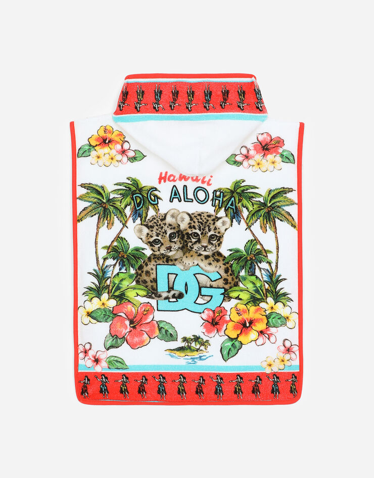 Dolce & Gabbana Bademantel aus Frottee mit Hawaii-Print Drucken LNJAE6G7L9U