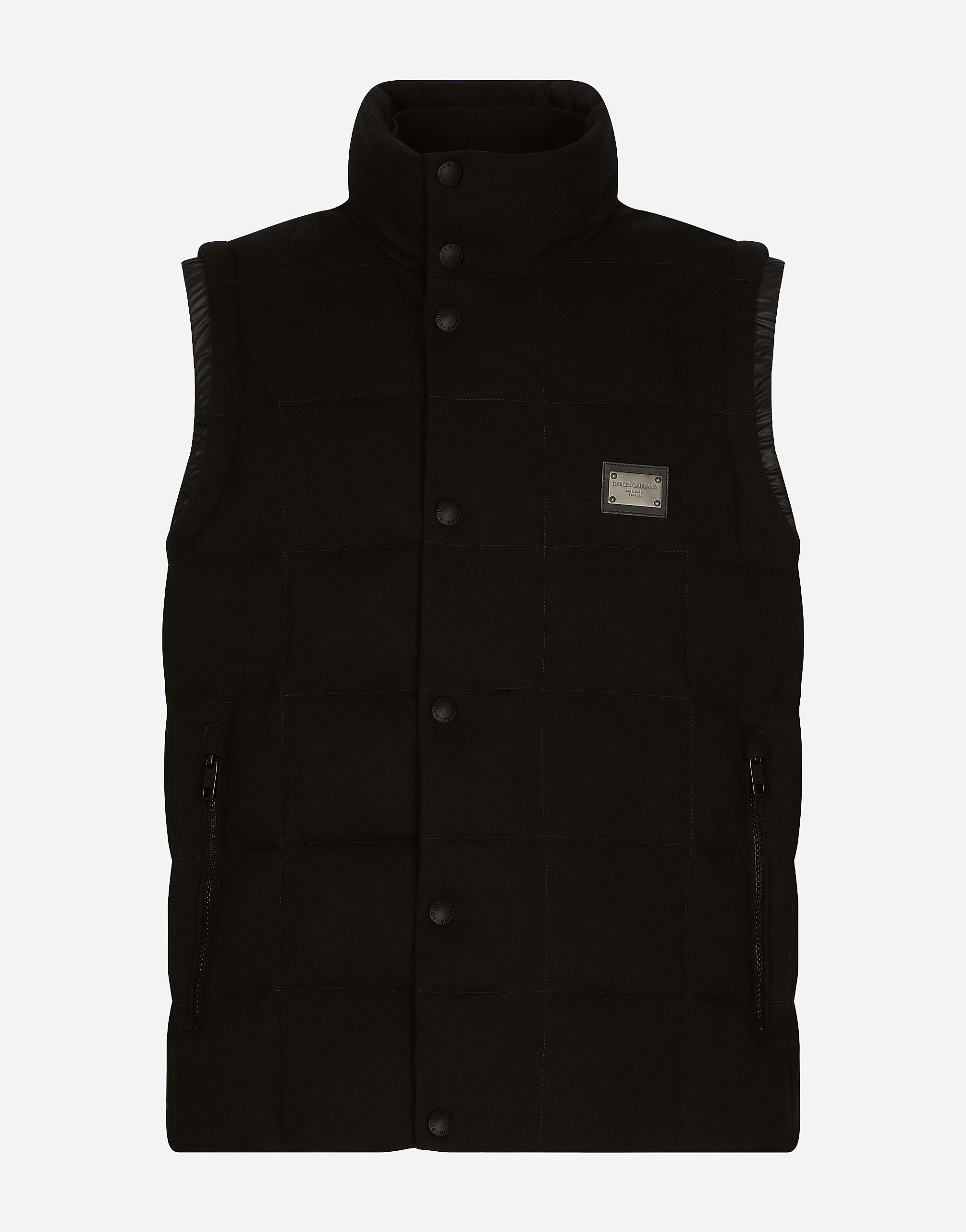Dolce&Gabbana Jersey vest with branded tag Black G040VTHU7QV