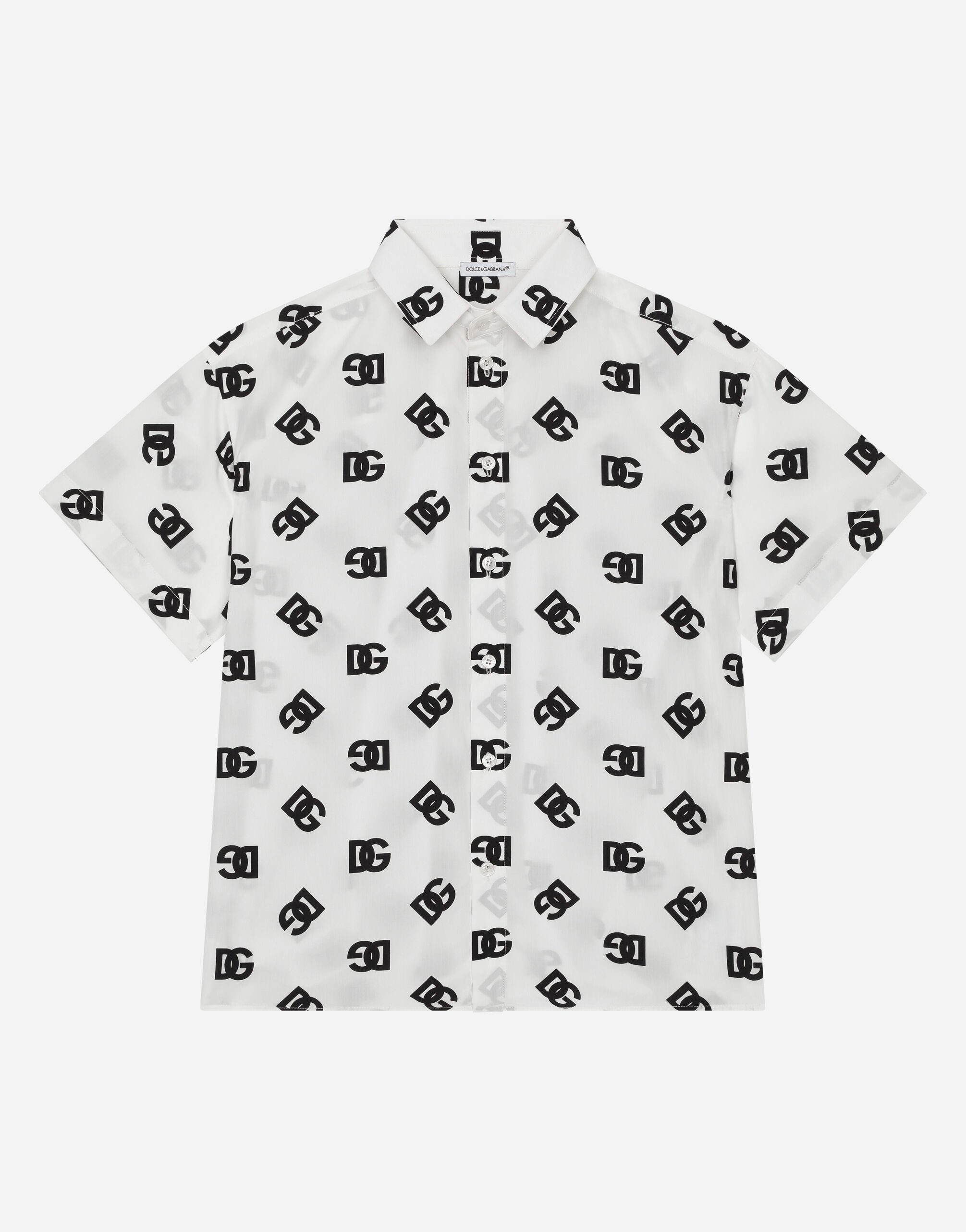 ${brand} Poplin shirt with DG logo print ${colorDescription} ${masterID}