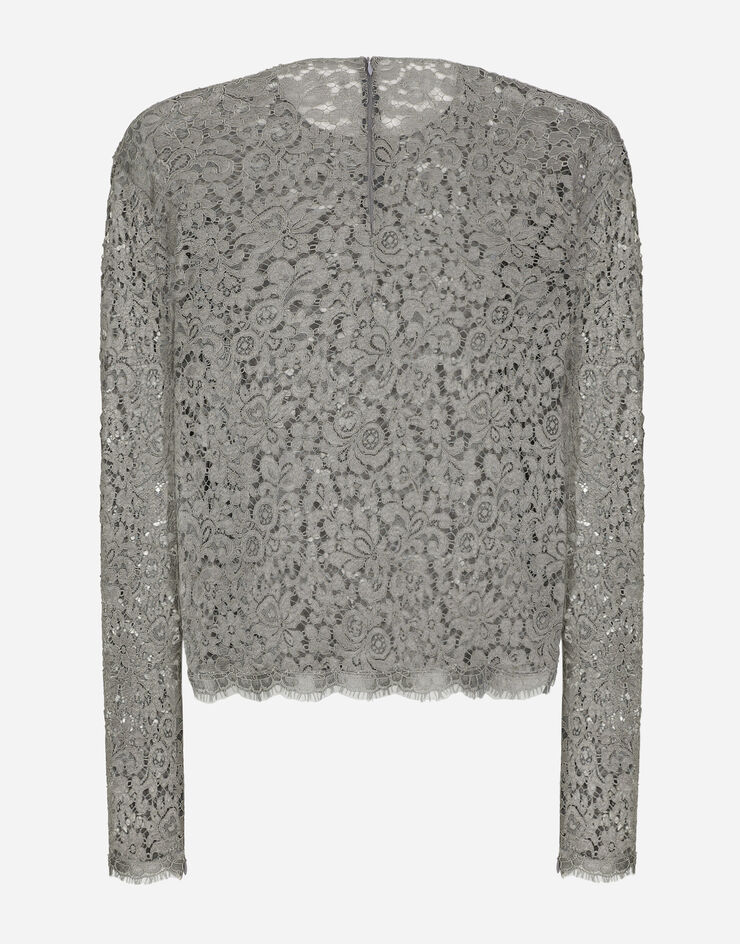 Dolce & Gabbana Lace round-neck T-shirt Grey G8RW2TFLM55