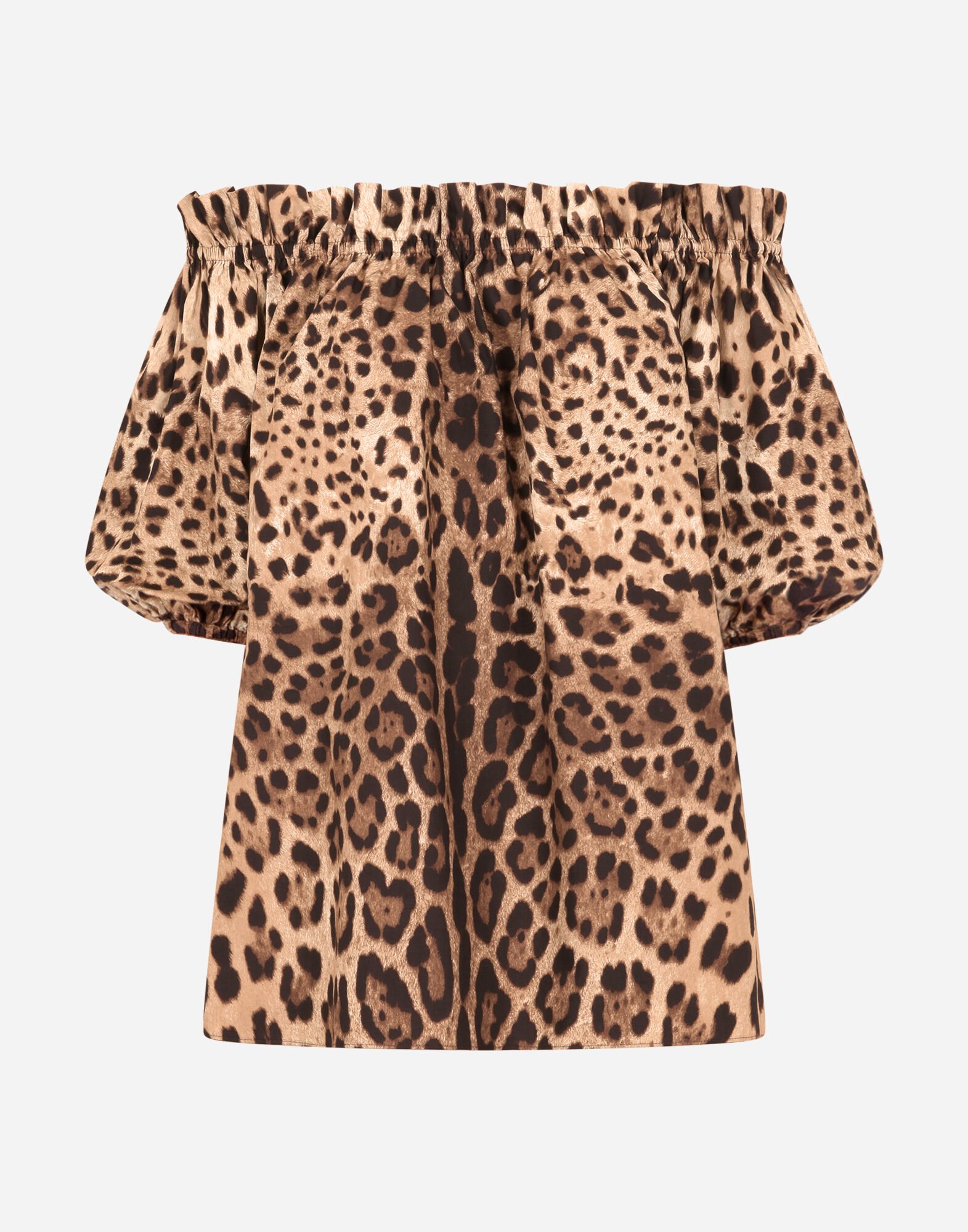 Dolce & Gabbana Short-sleeved leopard-print poplin top Black F761RTFJTBR