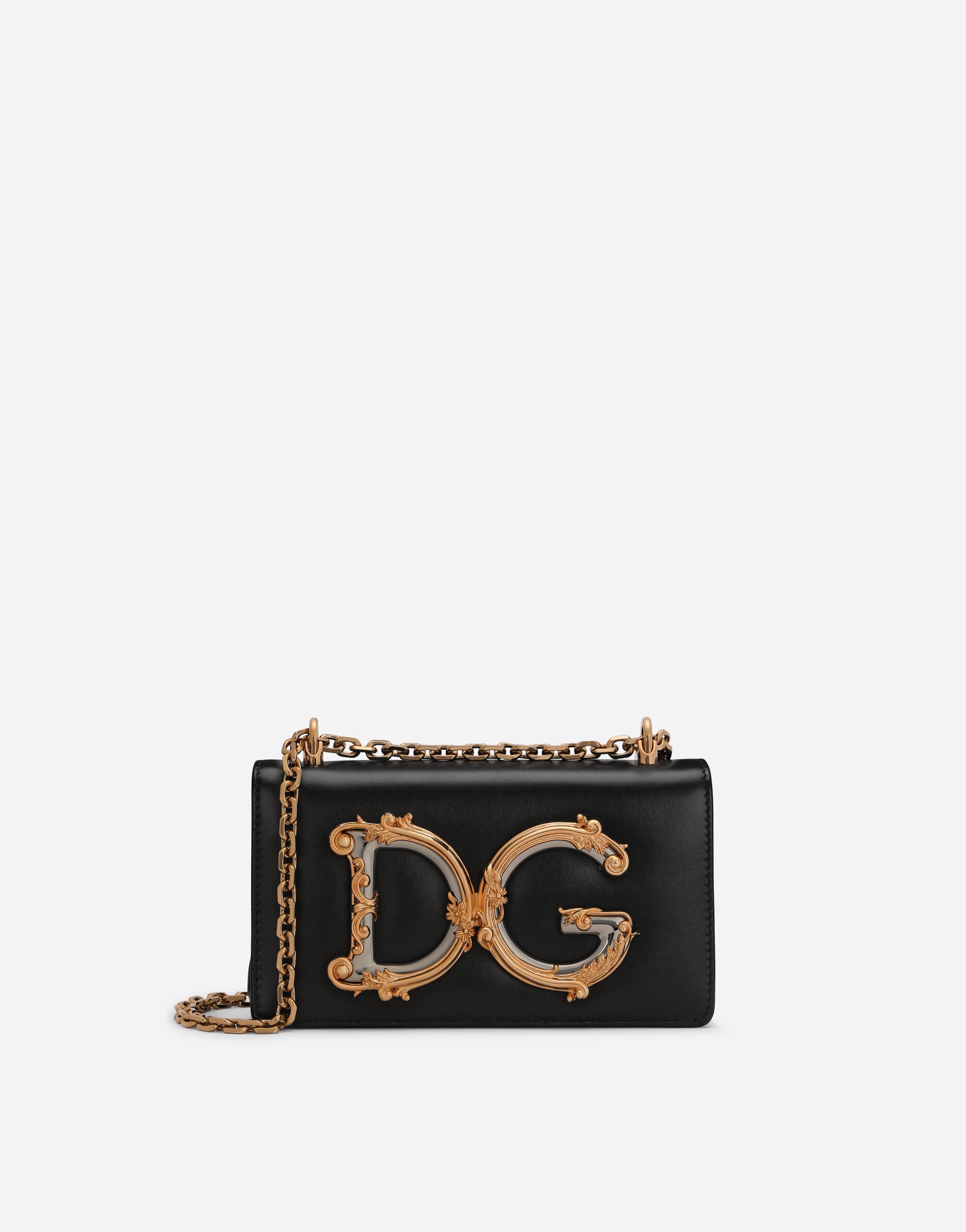 Dolce & Gabbana Phone bag DG Girls en cuir de veau Orange BI3279AS204