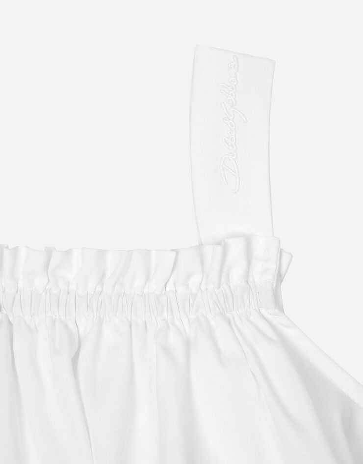 Dolce & Gabbana توب بوبلين ودانتيل أبيض L51N70FU5GK