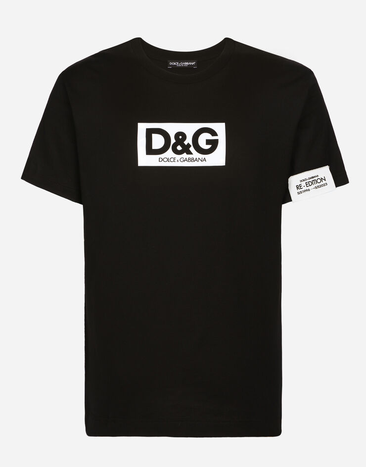 Cotton round-neck T-shirt with patch in Black for Men | Dolce&Gabbana®