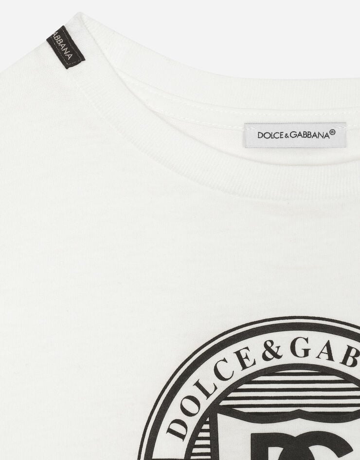 Dolce & Gabbana تيشيرت جيرسي بشعار DG بارز أبيض L4JTHVG7NXE
