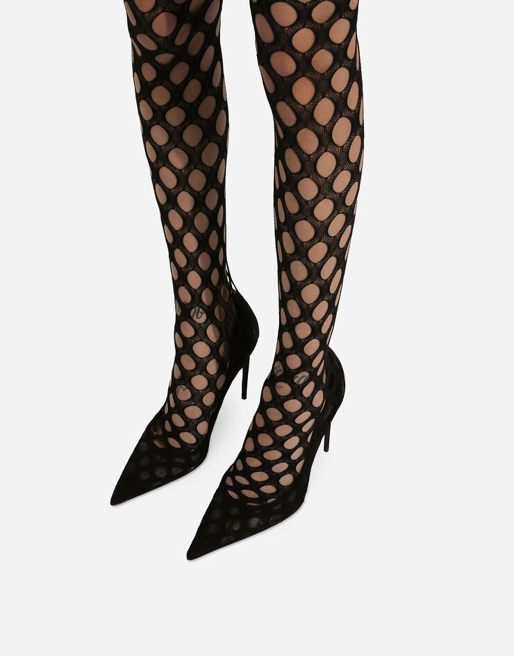 Dolce & Gabbana حذاء بوت برقبة عالية من نسيج شبكي مرن أسود CU1113AU041