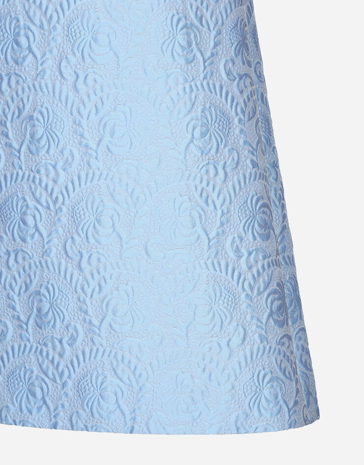 Dolce & Gabbana Abito corto A line in jacquard matelassé floreale Azzurro F6AMRTHJMOK