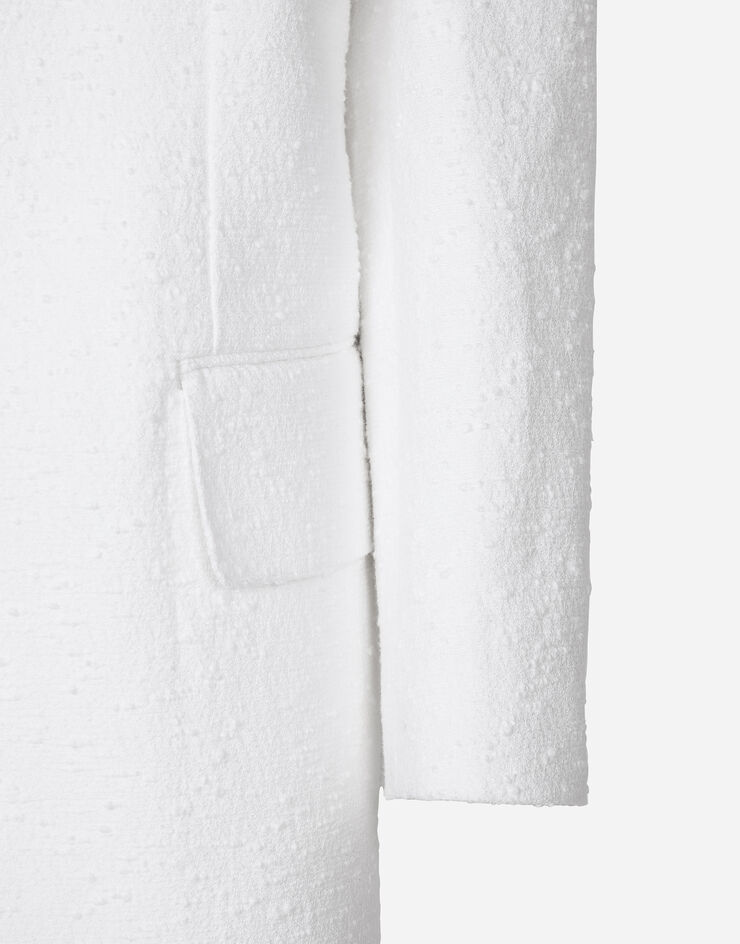 Dolce & Gabbana Chaqueta en tweed raschel de algodón con botonadura sencilla Blanco F29XMTHUMT9