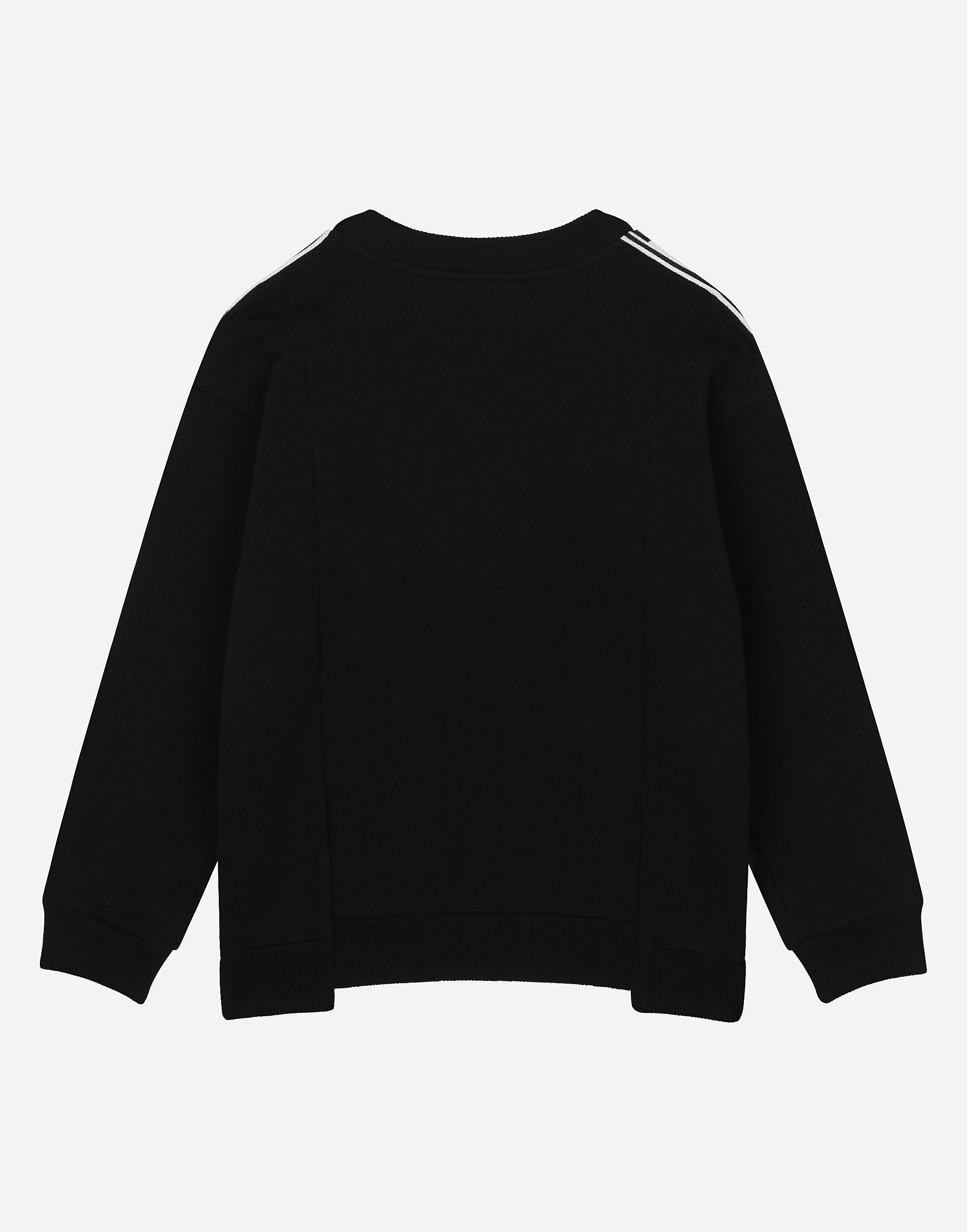 DolceGabbanaSpa Long-sleeved round-neck sweatshirt with logo print and  branded trims male Black