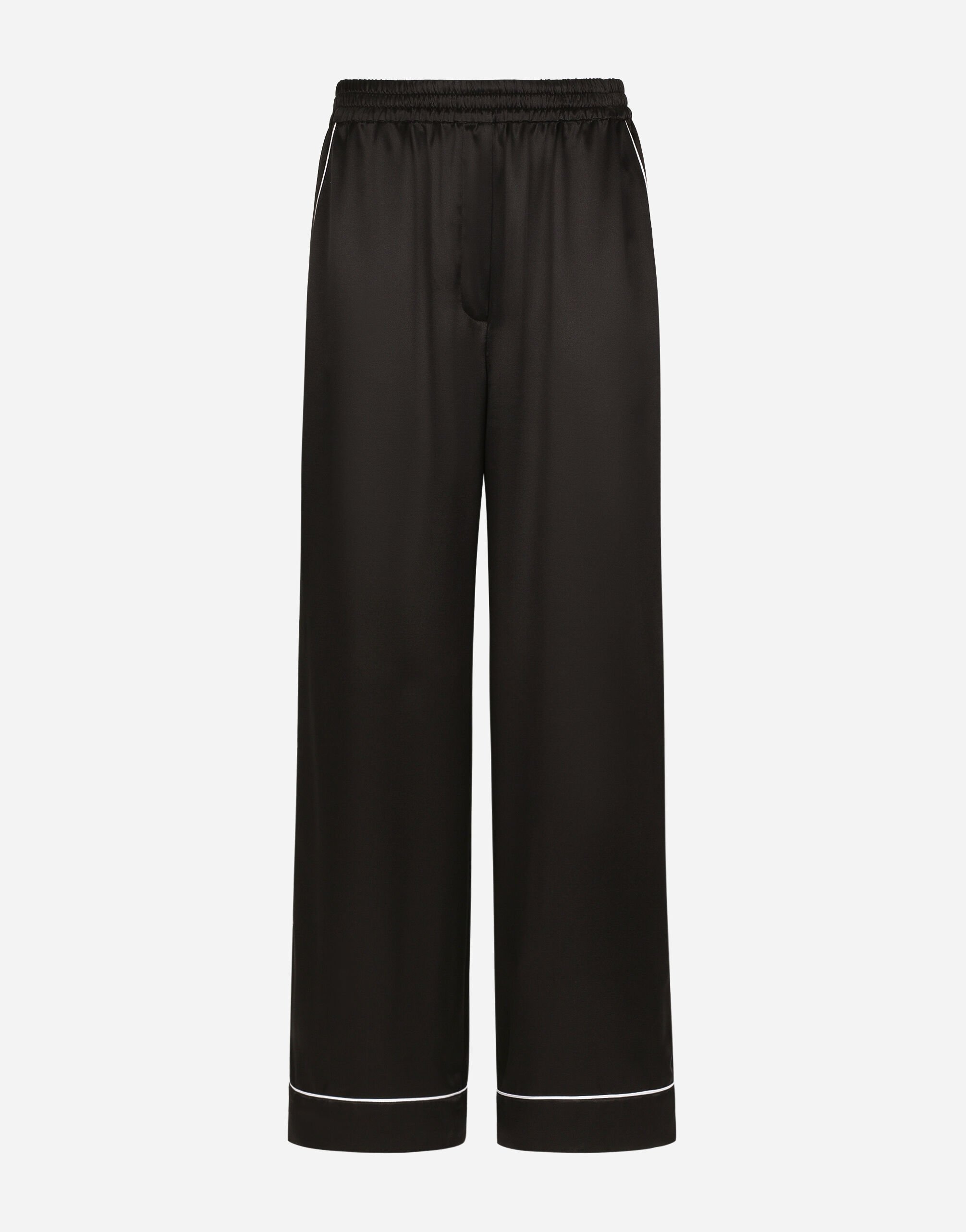 Dolce & Gabbana Pantalon de pyjama en soie avec passepoil contrastant Jaune F29UCTHJMOK