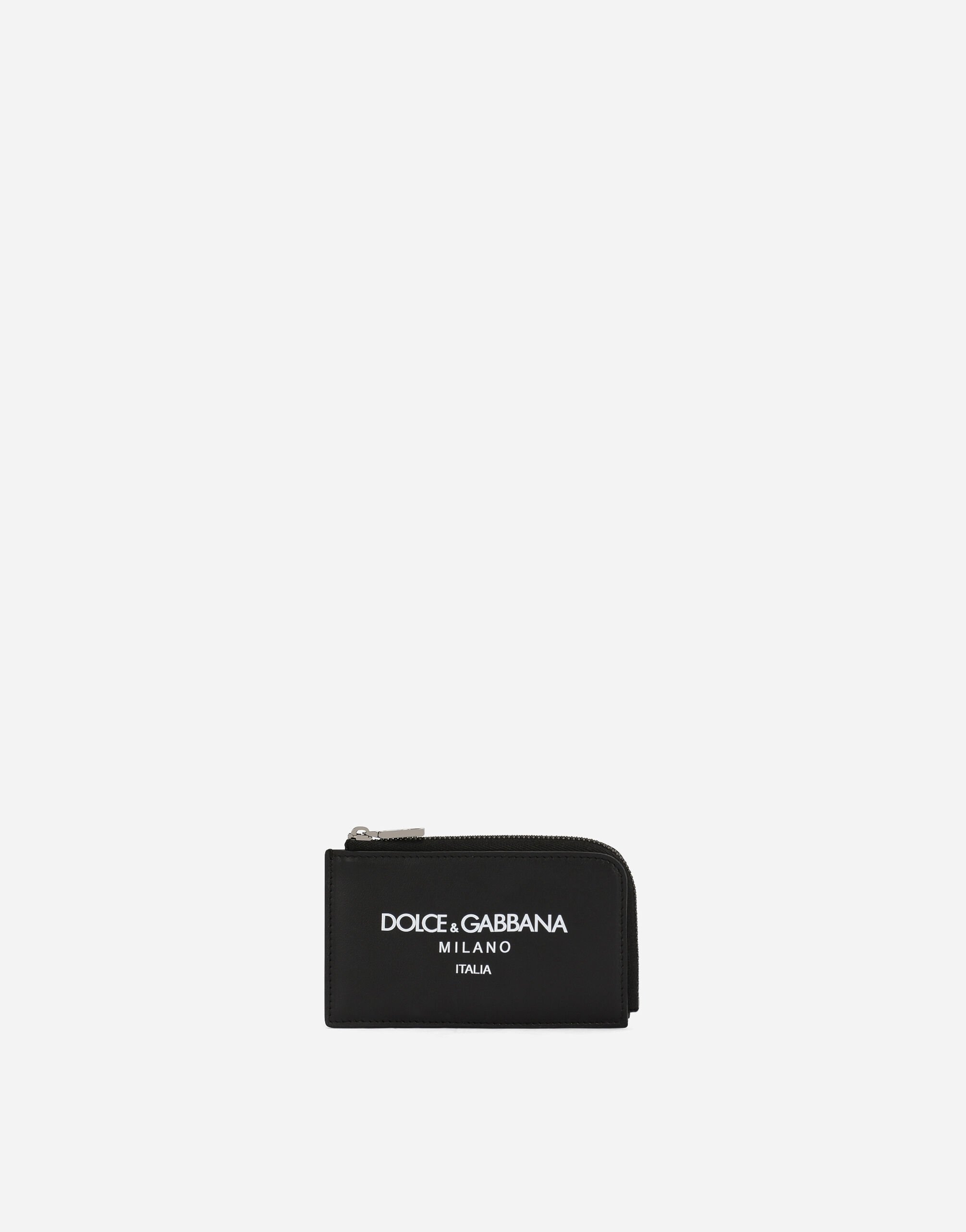 Dolce & Gabbana Porte-cartes en cuir de veau avec logo Doré WBN5L3W1111