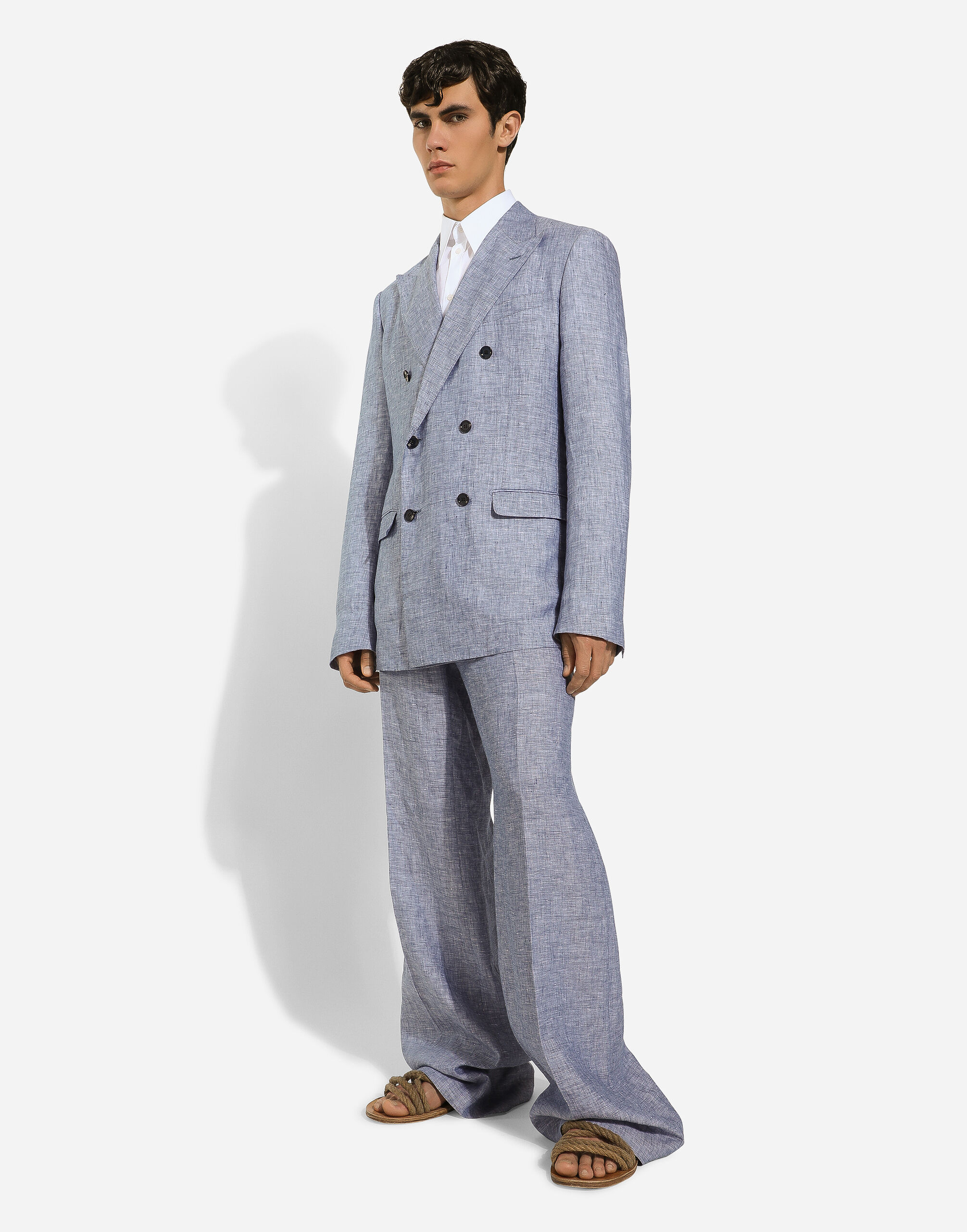Dolce & Gabbana Double-breasted linen Taormina jacket male Grey