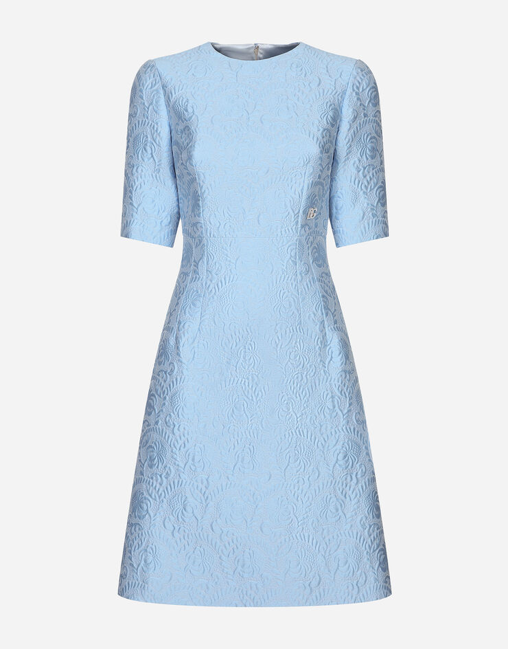 Dolce & Gabbana Fit-and-flare midi dress in floral jacquard Azure F6ARLTGDCAV