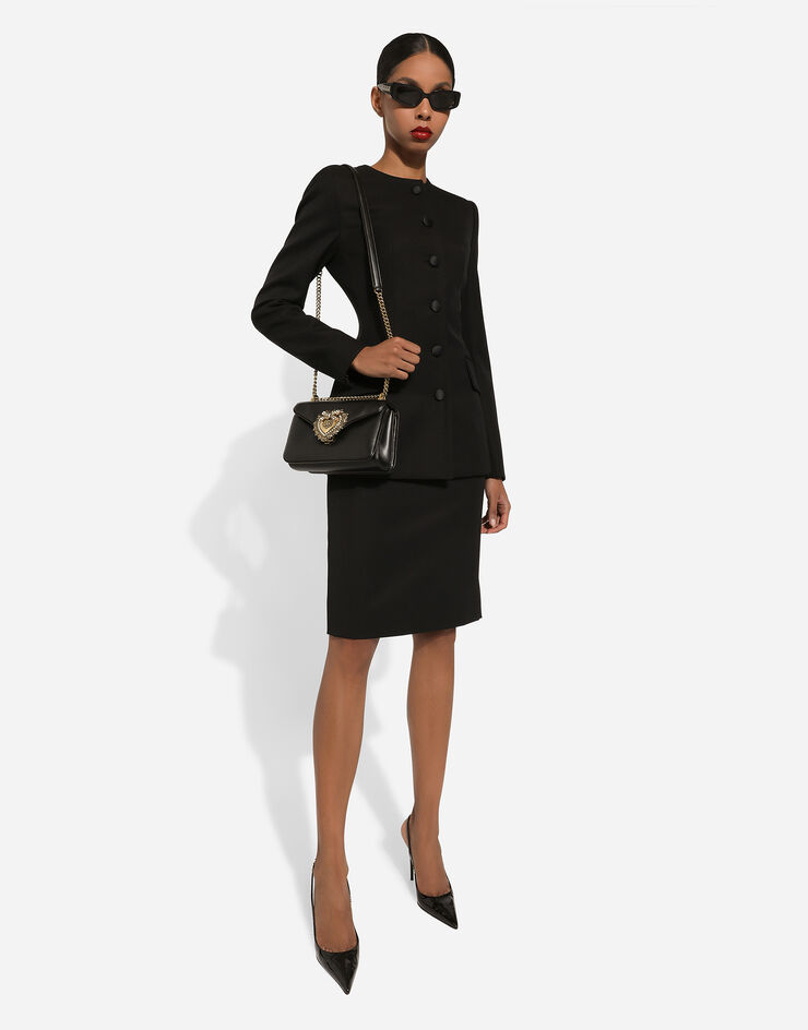 Single-breasted wool crepe jacket in Black for Women | Dolce&Gabbana®