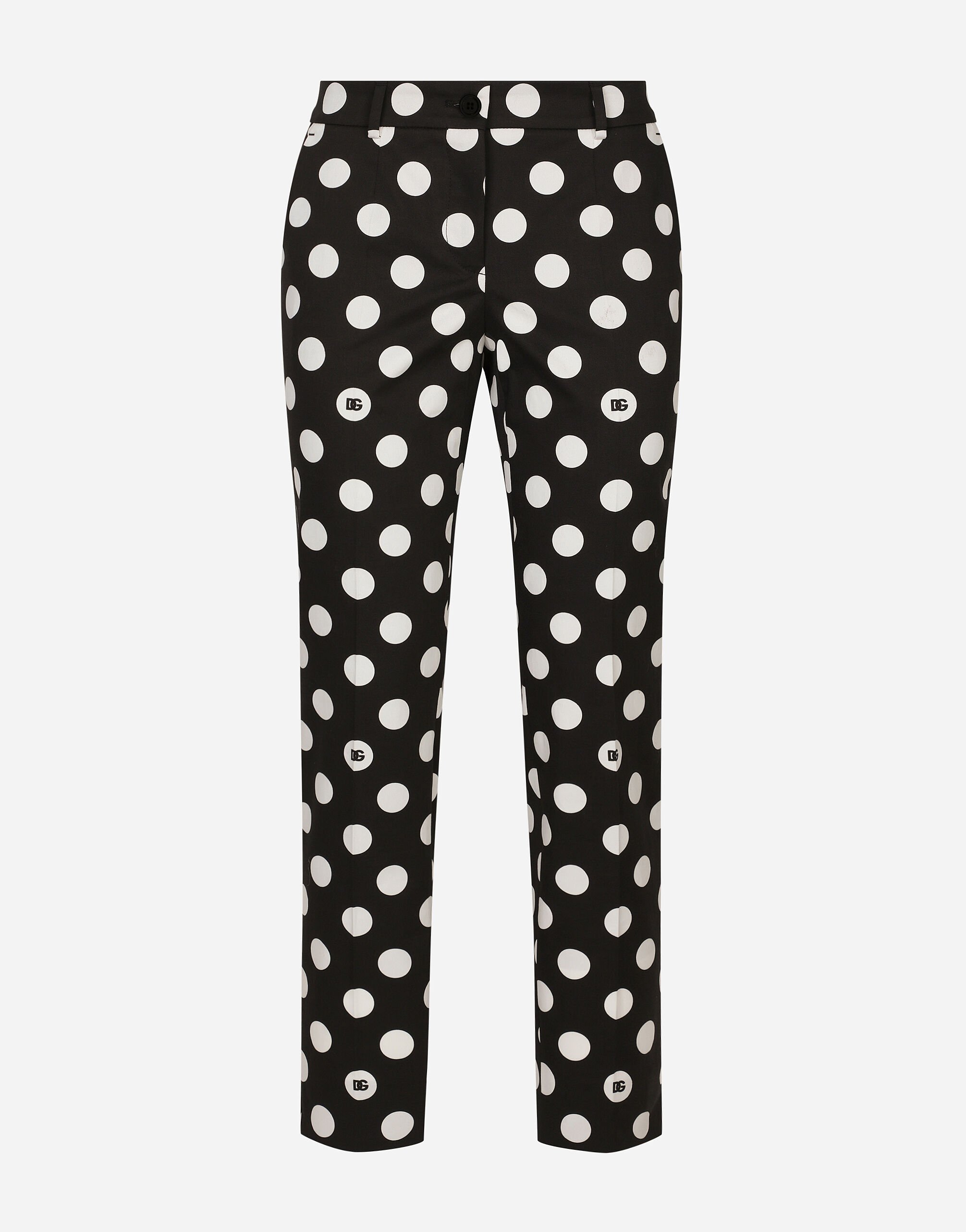 Dolce & Gabbana Cotton pants with polka-dot print White FTC55TFJTBV